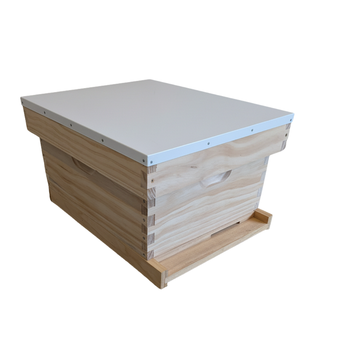 Unassembled Single Level Beehive - 8 Frame Kit With 1x Boxes, Bottom Board, Telescopic Lid, Unassembled Frames and Foundation