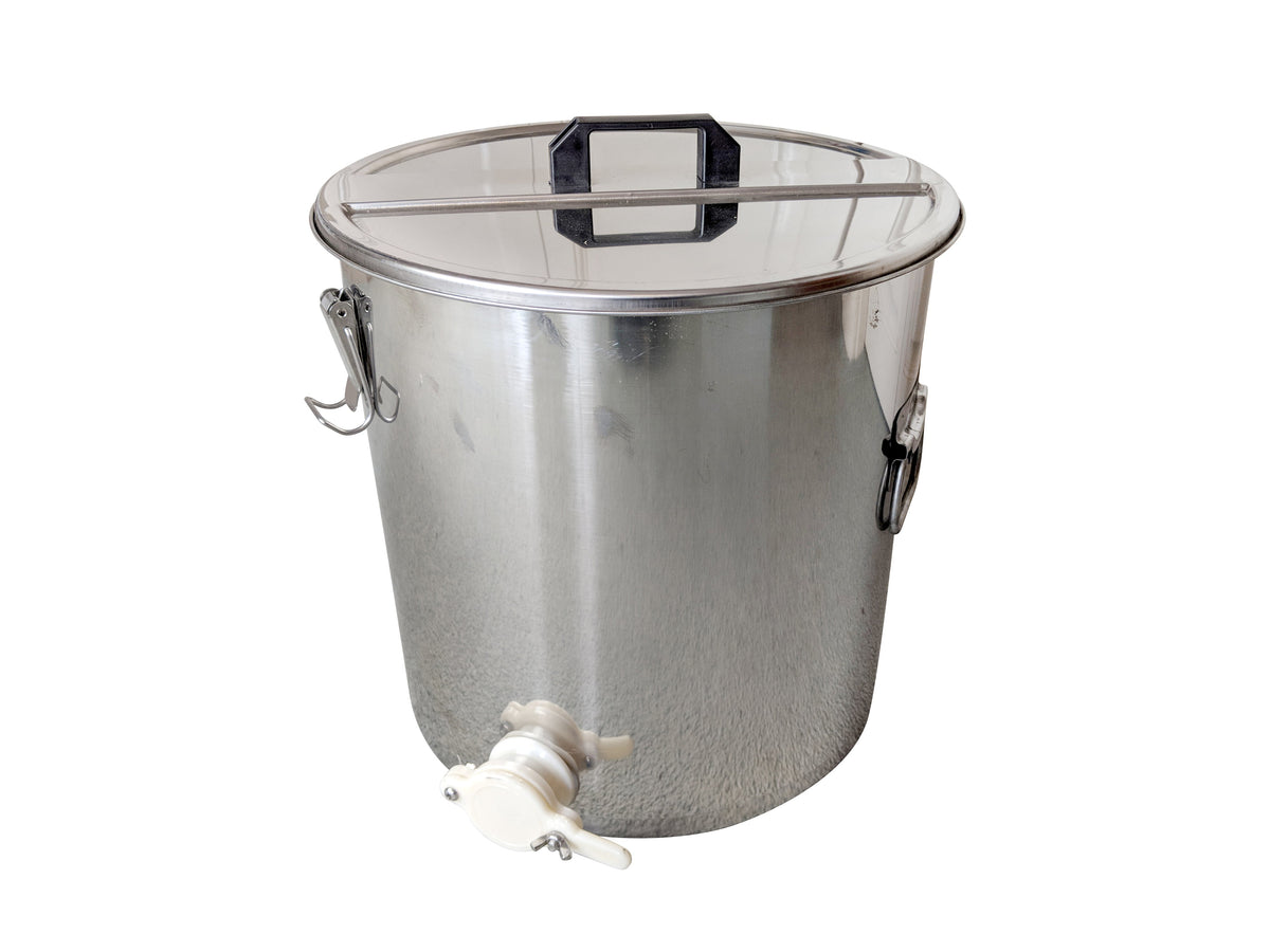 9.5 Gallon Stainless Steel Honey Settling Tank with Double Strainer and Gate (114 lb)