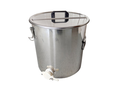 9.5 Gallon Stainless Steel Honey Settling Tank with Double Strainer and Gate (114 lb)