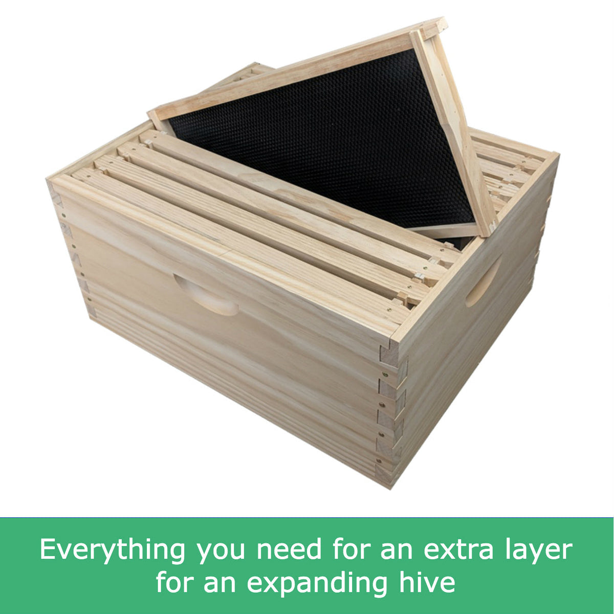 10 Frame Deep Beehive Super/Box Kit Including Frames and Foundation