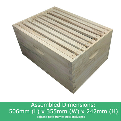 8 Frame Deep Beehive Super/Box Kit Including Frames and Foundation