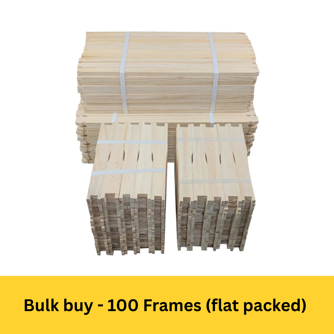 Bulk Buy - 100 Unassembled DEEP Wooden Beekeeping Frames - Grooved Top/Bottom Bars
