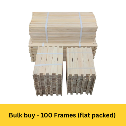 Bulk Buy - 100 Unassembled DEEP Wooden Beekeeping Frames - Grooved Top/Bottom Bars