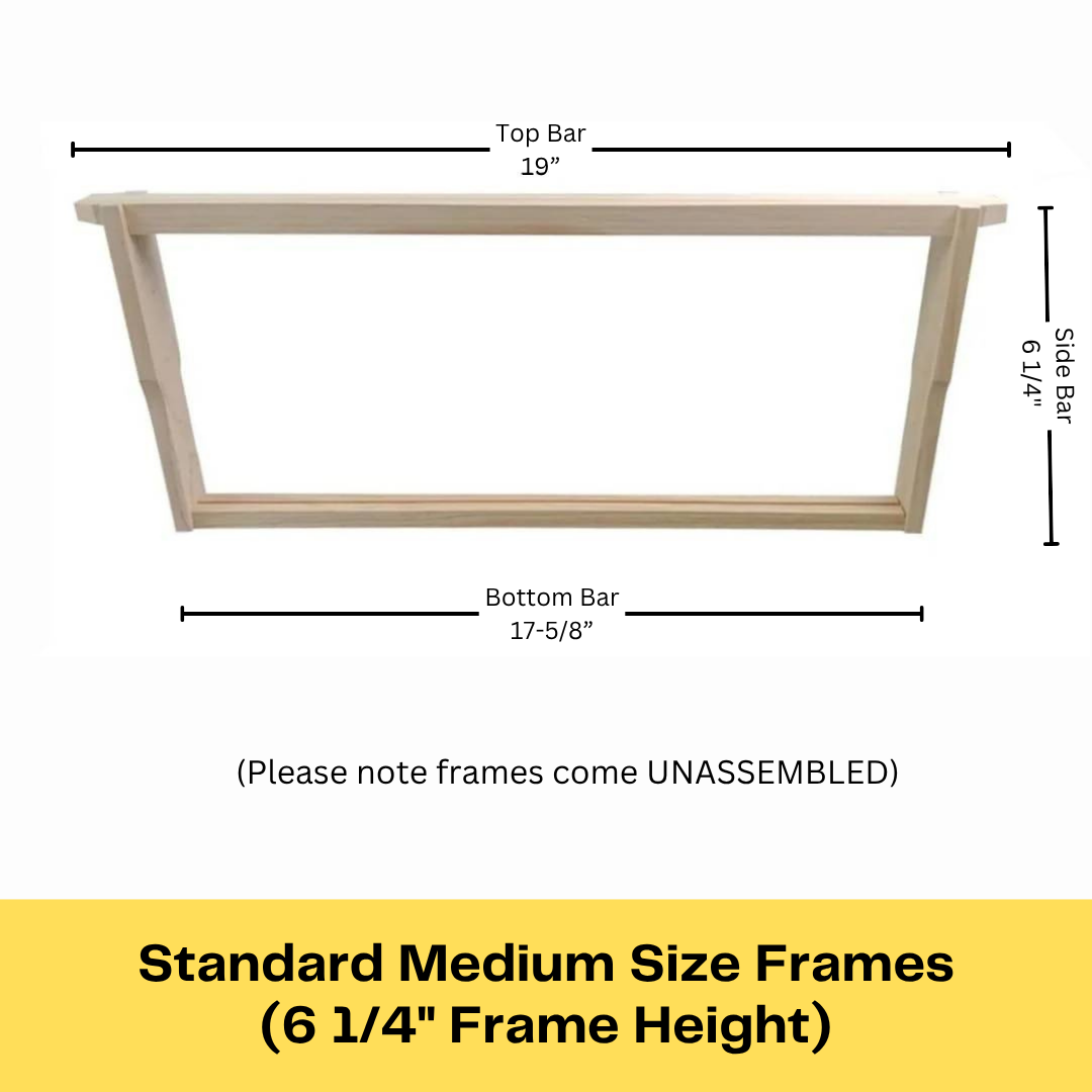 Case of 20 - Unassembled MEDIUM Beekeeping Frames With Plastic Foundation