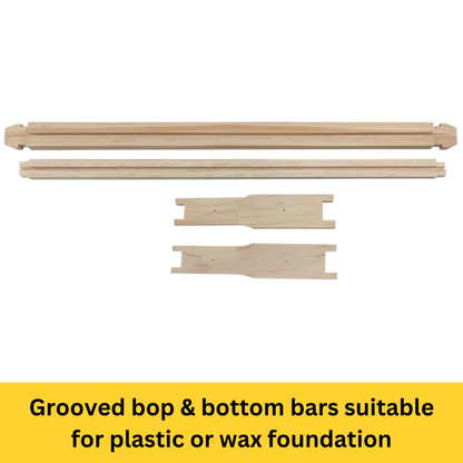 Bulk Buy - 100 Unassembled SHALLOW Wooden Beekeeping Frames - Grooved Top/Bottom Bars