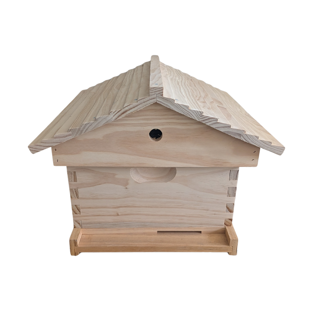 Unassembled Single Level Beehive - 10 Frame Kit With 1x Boxes, Bottom Board, Gabled Garden Outer Cover, Unassembled Frames and Foundation