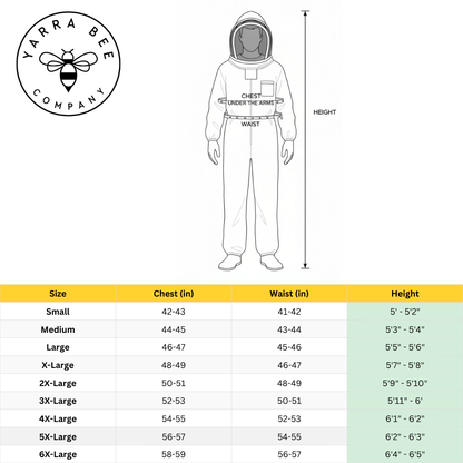 Cotton Bee Suit with Detachable Veil, Full Body Beekeeping Suit (S to 6XL)
