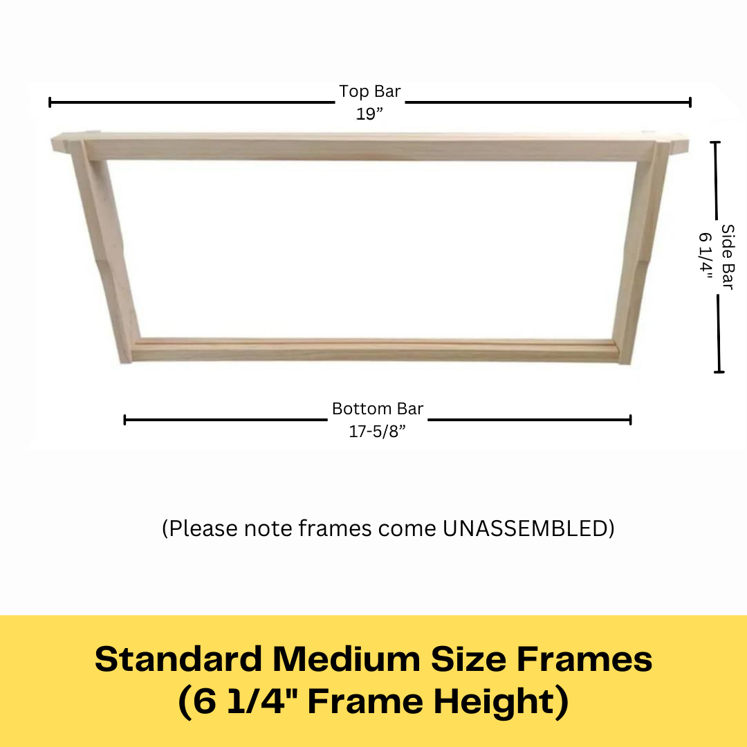 Bulk Buy - 100 Unassembled MEDIUM Wooden Beekeeping Frames - Grooved Top/Bottom Bars