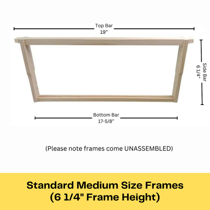 Bulk Buy - 100 Unassembled MEDIUM Wooden Beekeeping Frames - Grooved Top/Bottom Bars
