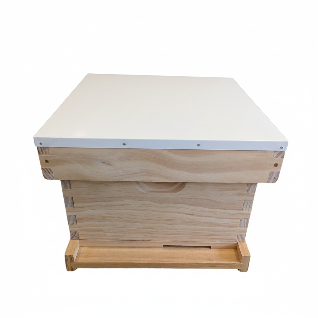 Unassembled Single Level Beehive - 8 Frame Kit With 1x Boxes, Bottom Board, Telescopic Lid, Unassembled Frames and Foundation