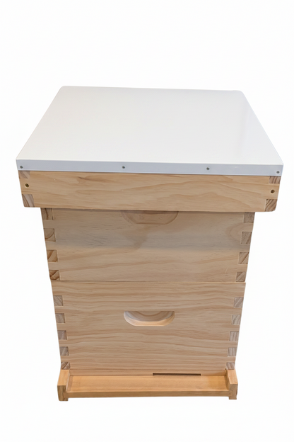 Unassembled Double Level Beehive - 8 Frame Kit With 2x Boxes, Bottom Board, Telescopic Lid, Unassembled Frames and Foundation